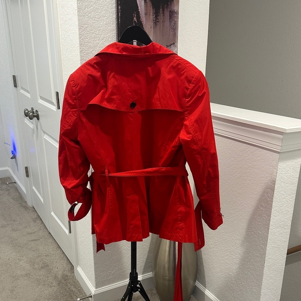 New York & Company Short Red Trench Coat - Picture 3 of 14